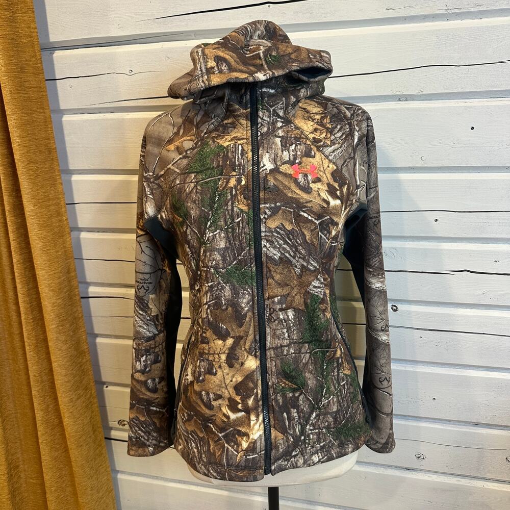 Under Armour ColdGear Realtree Camo Fleece Lined Full Zip Hoodie Women’s L